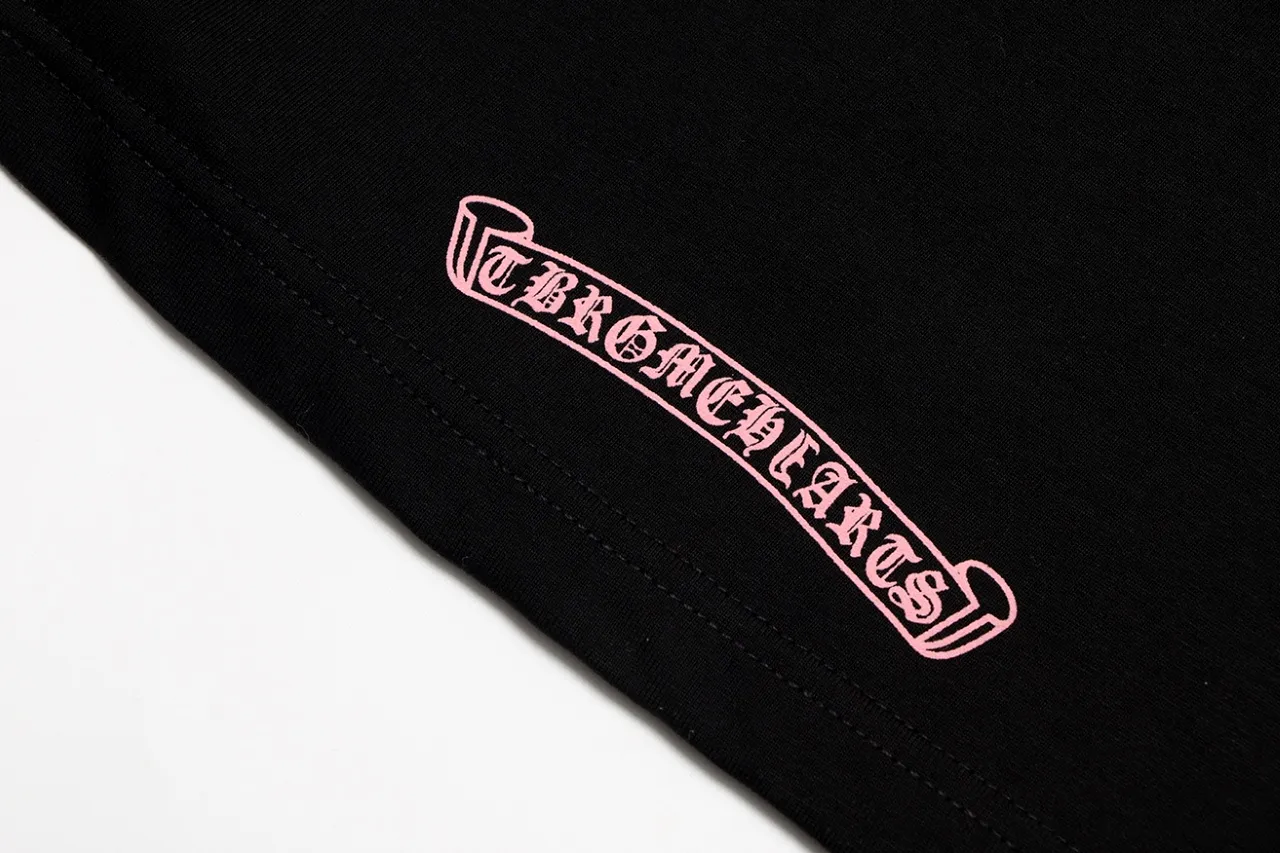 P150 Chrome Hearts Chrome Hearts Sanskrit Letter Sakura Pink Short Sleeve Size: SMLXL Color: Black